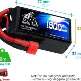 Leopard Power 1500 mAh 14.8V 4S 25C Lityum Polimer Lipo Batarya