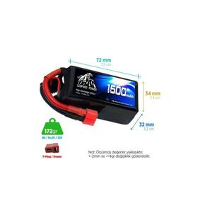 Leopard Power 1500 mAh 14.8V 4S 25C Lityum Polimer Lipo Batarya