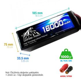 Leopard Power 16000 MAH 11.1V 3s 25C Uav Multirotor Batarya