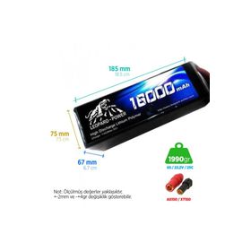 Leopard Power 16000 Mah 22.2v 6s 25c Uav & Multirotor Lipo Batarya Pil