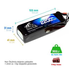 Leopard Power 2200 mAh 7.4V 2S 30C Lityum Polimer Lipo Batarya