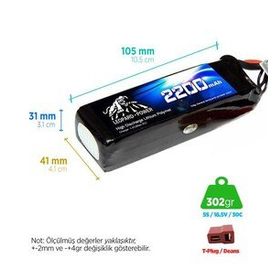Leopard Power 2200 mAh 7.4V 2S 30C Lityum Polimer Lipo Batarya
