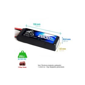 Leopard Power 2600 mAh 11.1V 3S 25C Lityum Polimer Lipo Batarya