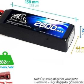 Leopard Power 2600 mAh 14.8V 4S 40C Lityum Polimer Lipo Batarya