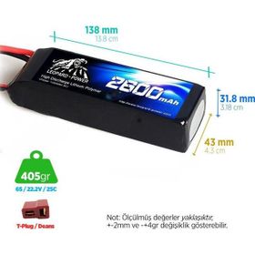Leopard Power 2600 mAh 22.2V 6S 25C Lityum Polimer Lipo Batarya