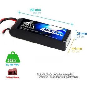 Leopard Power 4200 mAh 11.1V 3S 40C Lityum Polimer Lipo Batarya