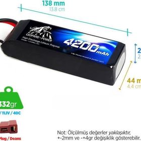 Leopard Power 4200 mAh 11.1V 3S 40C Lityum Polimer Lipo Batarya