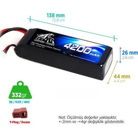 Leopard Power 4200 mAh 11.1V 3S 40C Lityum Polimer Lipo Batarya
