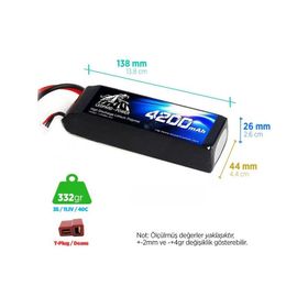 Leopard Power 4200 mAh 11.1V 3S 40C Lityum Polimer Lipo Batarya