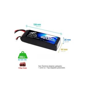 Leopard Power 4200 mAh 11.1V 3S 40C Lityum Polimer Lipo Batarya