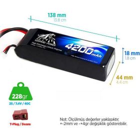 Leopard Power 4200 mAh 7.4V 2S 40C Lityum Polimer Lipo Batarya