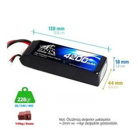 Leopard Power 4200 mAh 7.4V 2S 40C Lityum Polimer Lipo Batarya
