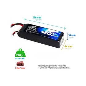 Leopard Power 4200 mAh 7.4V 2S 40C Lityum Polimer Lipo Batarya