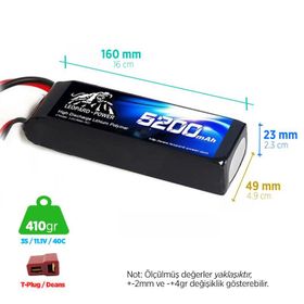 Leopard Power 5200 mAh 11.1V 3S 40C Lityum Polimer Lipo Batarya