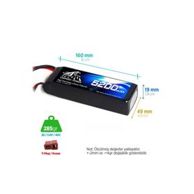 Leopard Power 5200 mAh 7.4V 2S 40C Lityum Polimer Lipo Batarya