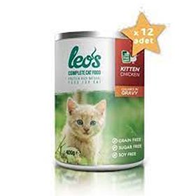 Leo's 12x400 gr Tavuk Parça Etli Soslu Yavru Kedi Konservesi