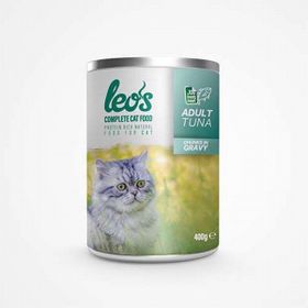 Leo's 12x400 gr Ton Balıklı Parça Etli Soslu Kedi Konservesi