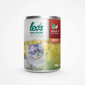 Leo's 24x400 gr Tavuk Parça Etli Soslu Kedi Konservesi