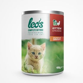 Leo's 24x400 gr Tavuk Parça Etli Soslu Yavru Kedi Konservesi