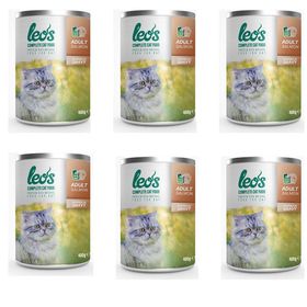 Leo's 6x400 gr Somon Parça Etli Soslu Kedi Konservesi