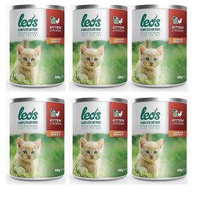 Leo's 6x400 gr Tavuk Parça Etli Soslu Yavru Kedi Konservesi