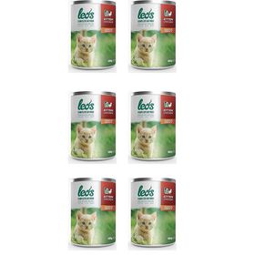 Leo's 6x400 gr Tavuk Parça Etli Soslu Yavru Kedi Konservesi