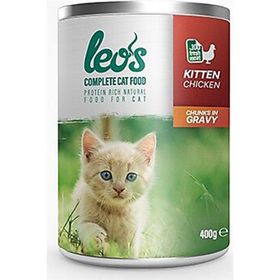 Leo's 6x400 gr Tavuk Parça Etli Soslu Yavru Kedi Konservesi
