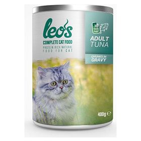 Leo's 6x400 gr Ton Balıklı Parça Etli Soslu Kedi Konservesi