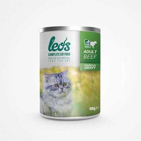 Leo's Sığır Parça Etli Soslu 24x400 gr Yetişkin Konserve Kedi Maması