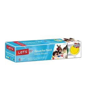 Lets 6 x 25 ml. 6 Renk Şişe Guaj Boya