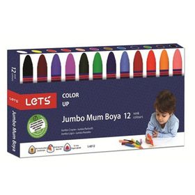 Lets L-6512P 12 Renk Plastik Kutulu Jumbo Mum Boya
