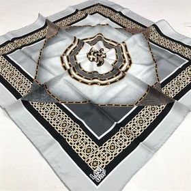 Levidor 20445 Gri Desenli Tivil İpek Eşarp