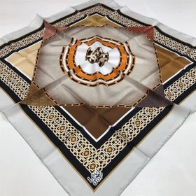 Levidor 20446 Kahve Desenli Tivil İpek Eşarp