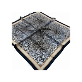 Levidor 21059 Lacivert Leopar Desenli Tivil İpek Eşarp