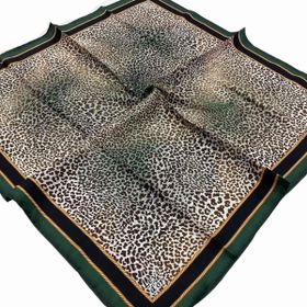 Levidor 21061 Yeşil Leopar Desenli Tivil İpek Eşarp