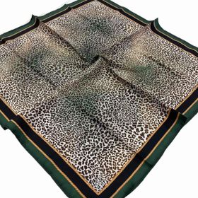 Levidor 21061 Yeşil Leopar Desenli Tivil İpek Eşarp