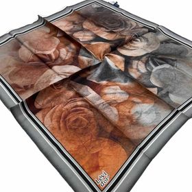 Levidor 21348 Kiremit Batik Desenli Tivil İpek Eşarp