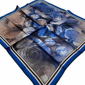 Levidor 21352 Saks Mavi Batik Desenli Tivil İpek Eşarp