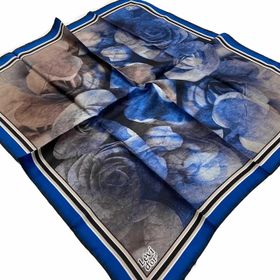 Levidor 21352 Saks Mavi Batik Desenli Tivil İpek Eşarp