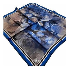 Levidor 21352 Saks Mavi Batik Desenli Tivil İpek Eşarp