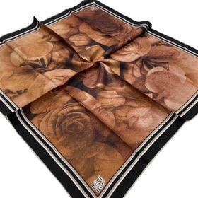 Levidor 21354 Kahve Batik Desenli Tivil İpek Eşarp