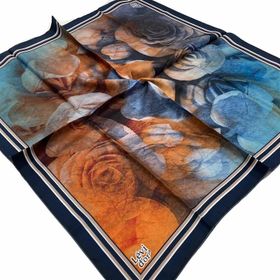 Levidor 21355 Turuncu Batik Desenli Tivil İpek Eşarp