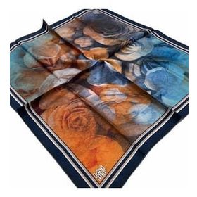 Levidor 21355 Turuncu Batik Desenli Tivil İpek Eşarp