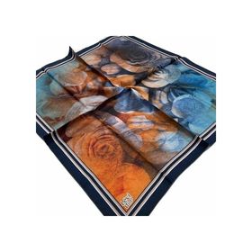 Levidor 21355 Turuncu Batik Desenli Tivil İpek Eşarp