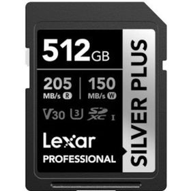 Lexar 512 GB Silver Plus SD UHS-I V30 U3 205 MB/s Hafıza Kartı