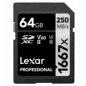 Lexar 64GB Professional 1667x SDXC™ UHS-II, 250MB/s okuma 80MB/s yazma C10 V60 U3 Hafıza Kartı