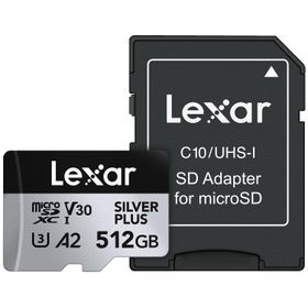 Lexar LMSSIPL512G-BNANG 512GB microSD High-Performance Silver Plus microSDXC UHS-I 205MB/s Okuma, 150MB/s Yazma Kart Bellek