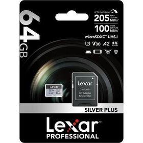 Lexar Professional 64 GB 205 MB/s Silver Plus Mikro SD Hafıza Kartı