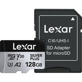 Lexar UHS-I V30 128 GB 205 MB/s Silver Plus microSD Hafıza Kartı
