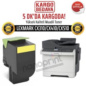 Lexmark CX310-CX410-CX510-80C8SY0 Sarı Muadil Toner 2K
